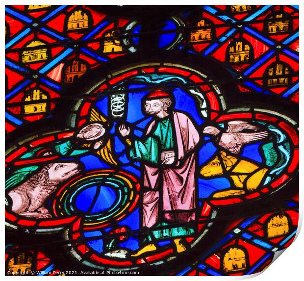 Saint Francis of Assisi Animals Stained Glass Sainte Chapelle Pa Print by William Perry