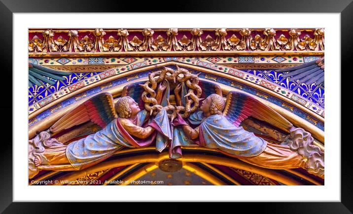 Angels Wood Carvings Arch Cathedral Sainte Chapelle Paris France Framed Mounted Print by William Perry