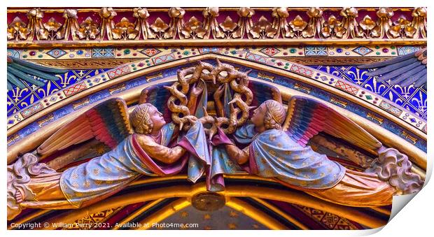 Angels Wood Carvings Arch Cathedral Sainte Chapelle Paris France Print by William Perry