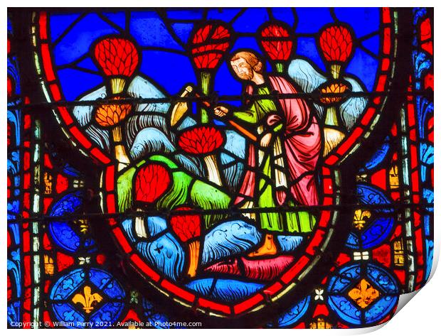 Farmers Flowers Stained Glass Sainte Chapelle Paris France Print by William Perry