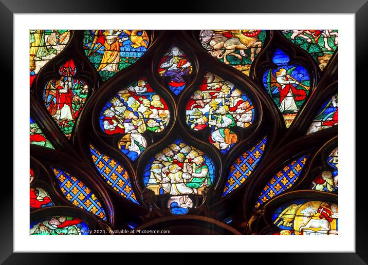 King Louis 9th Rose Window Stained Glass Sainte Chapelle Paris F Framed Mounted Print by William Perry