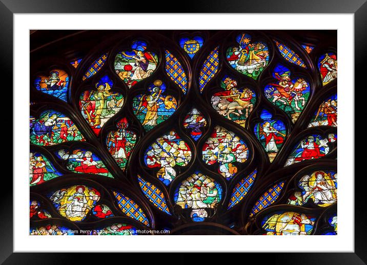 King Advisors Rose Window Stained Glass Sainte Chapelle Paris Fr Framed Mounted Print by William Perry