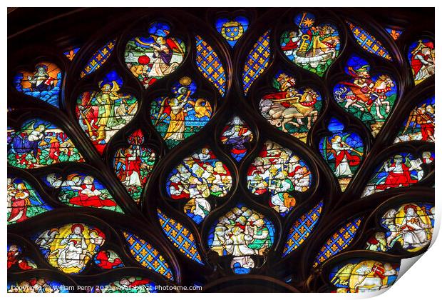King Advisors Rose Window Stained Glass Sainte Chapelle Paris Fr Print by William Perry