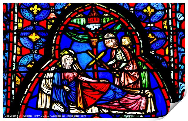 Queen Cross Stained Glass Sainte Chapelle Paris France Print by William Perry