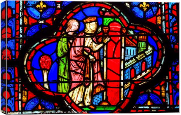 Queen Entering Jerusalem Stained Glass Sainte Chapelle Paris Fra Canvas Print by William Perry