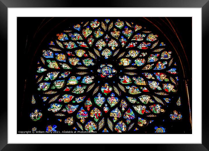 Jesus Christ with Sword Rose Window Stained Glass Sainte Chapell Framed Mounted Print by William Perry