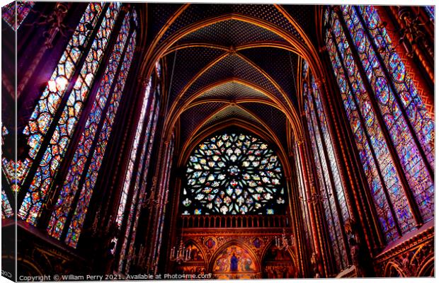 Rose Window Stained Glass Cathedral Ceiling Sainte Chapelle Pari Canvas Print by William Perry