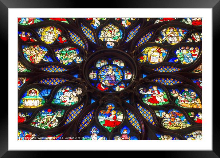 Jesus Christ with Sword Rose Window Stained Glass Sainte Chapell Framed Mounted Print by William Perry