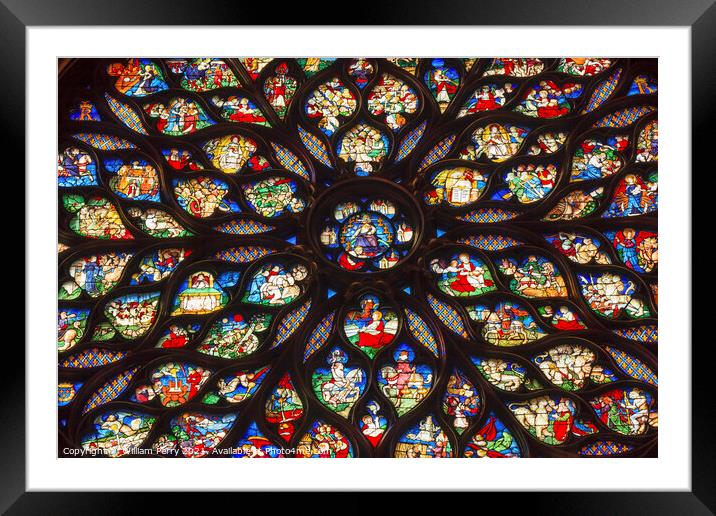 Jesus Christ Rose Window Stained Glass Sainte Chapelle Paris Fra Framed Mounted Print by William Perry