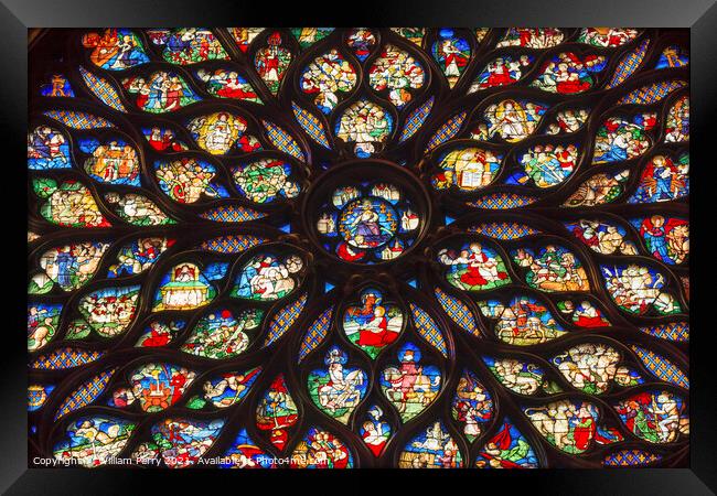 Jesus Christ Rose Window Stained Glass Sainte Chapelle Paris Fra Framed Print by William Perry