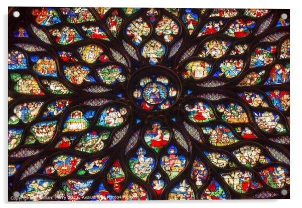 Jesus Christ Rose Window Stained Glass Sainte Chapelle Paris Fra Acrylic by William Perry