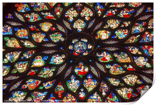 Jesus Christ Rose Window Stained Glass Sainte Chapelle Paris Fra Print by William Perry
