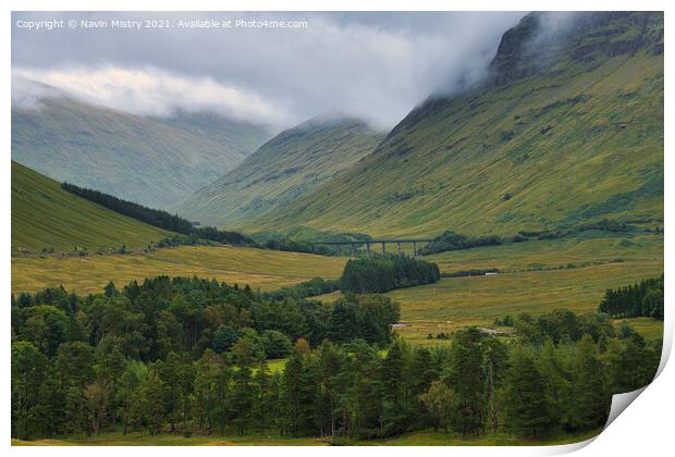 The Auch Viaduct near Bridge of Orchy Print by Navin Mistry