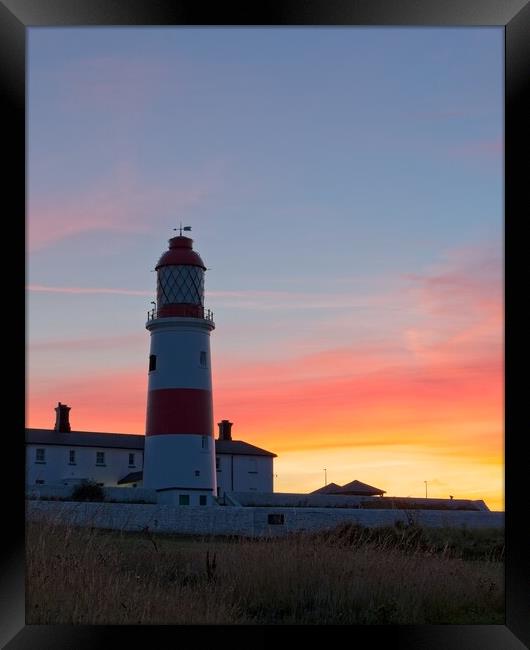 Souter Lighthouse Sunset Framed Print by Rob Cole