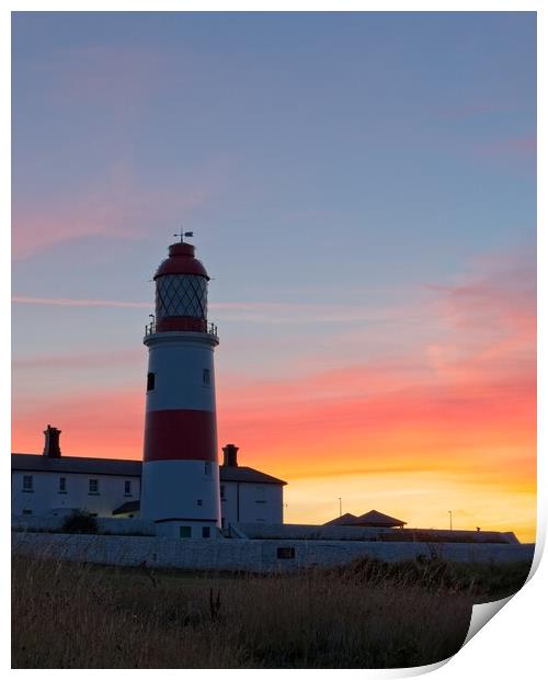 Souter Lighthouse Sunset Print by Rob Cole