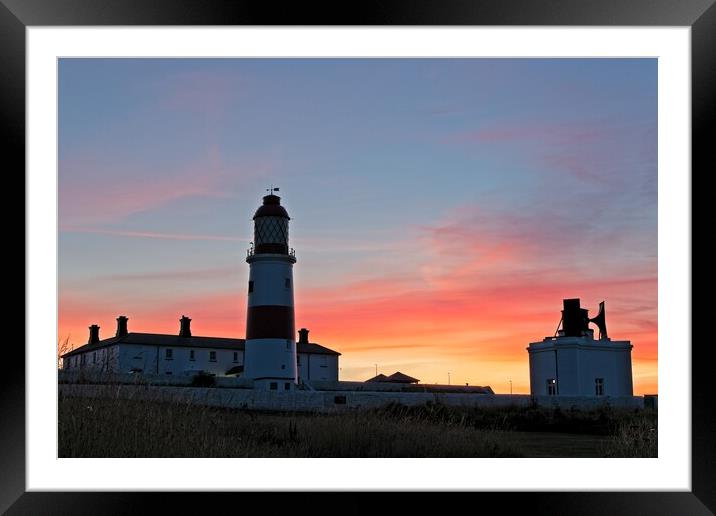 Souter Lighthouse Sunset Framed Mounted Print by Rob Cole