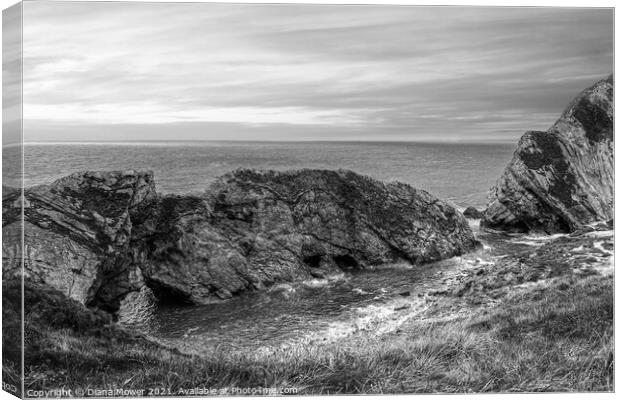 Stair Hole Dorset black and white Canvas Print by Diana Mower