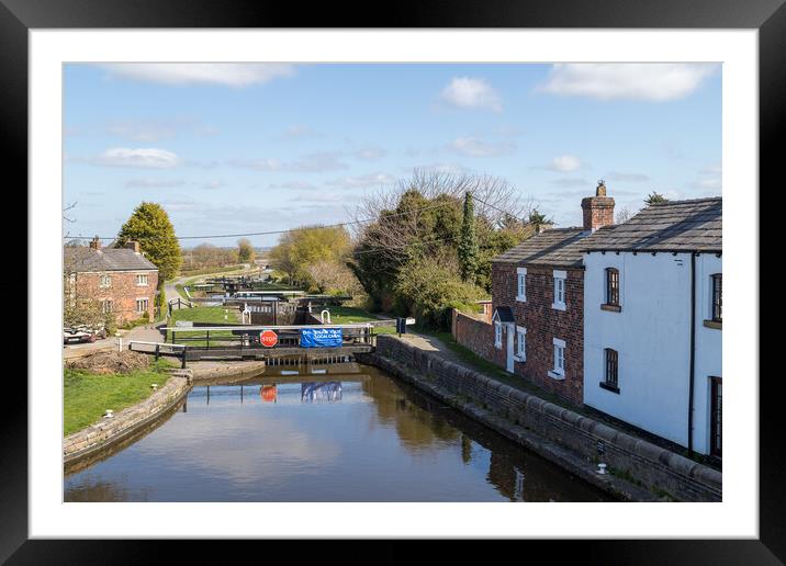Locks on the Rufford branch of the Leeds Liverpool canal Framed Mounted Print by Jason Wells
