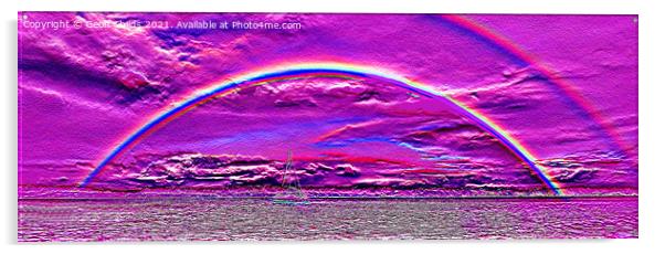  Colourful magenta panoramic abstract wall art ima Acrylic by Geoff Childs
