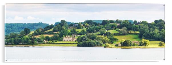 Hambleton Peninsula Panorama, Rutland Water Acrylic by Janet Carmichael