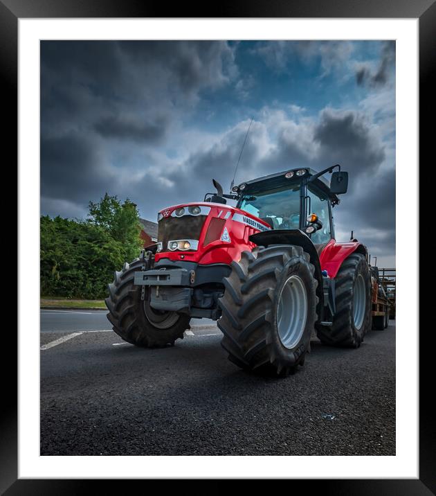Big Red Tractor. Framed Mounted Print by Bill Allsopp