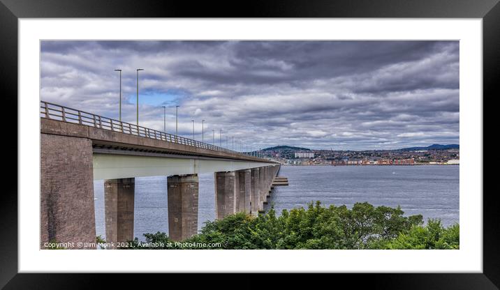 Tay Road Bridge and the city of Dundee Framed Mounted Print by Jim Monk