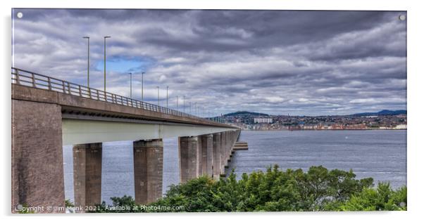Tay Road Bridge and the city of Dundee Acrylic by Jim Monk