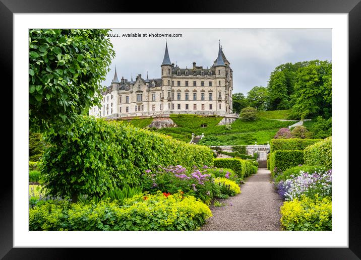 Garden at Dunrobin Castle, Sutherland, Scotland Framed Mounted Print by Angus McComiskey