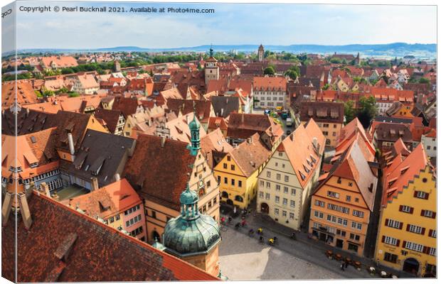 Rothenburg Rooftops Germany Canvas Print by Pearl Bucknall