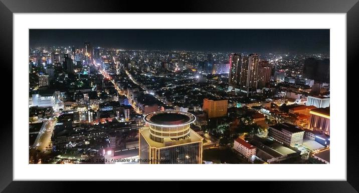 Phnom Penh by night Framed Mounted Print by Arnaud Jacobs