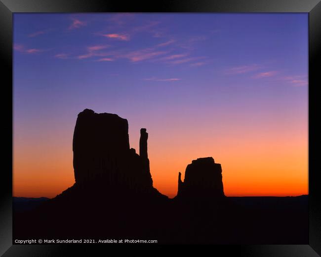 The Mittens at Dawn Monument Valley Framed Print by Mark Sunderland