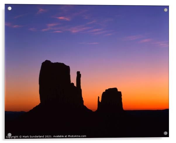 The Mittens at Dawn Monument Valley Acrylic by Mark Sunderland