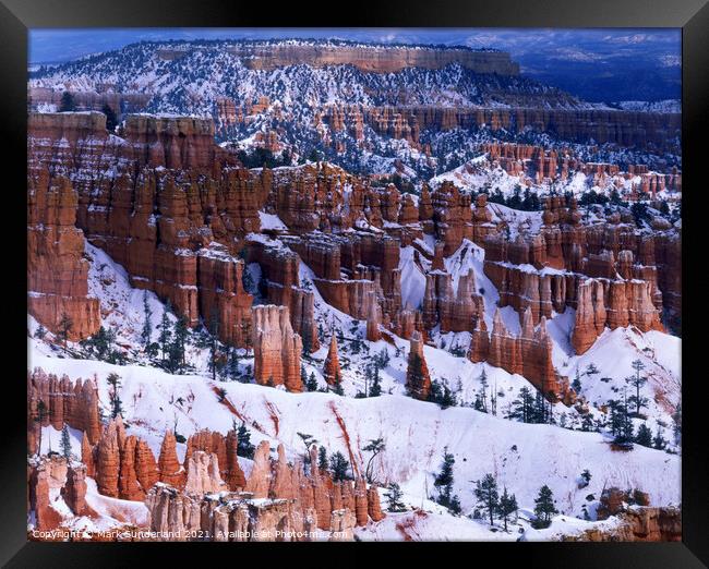 Bryce Canyon and Boat Mesa in Winter Framed Print by Mark Sunderland