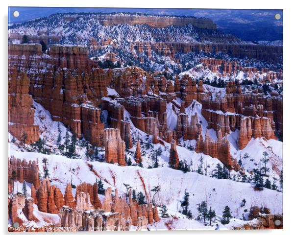 Bryce Canyon and Boat Mesa in Winter Acrylic by Mark Sunderland
