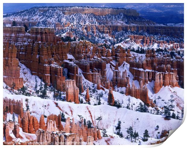 Bryce Canyon and Boat Mesa in Winter Print by Mark Sunderland