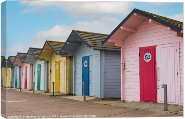 Beach Huts at Mablethorpe Canvas Print by Heather Sheldrick