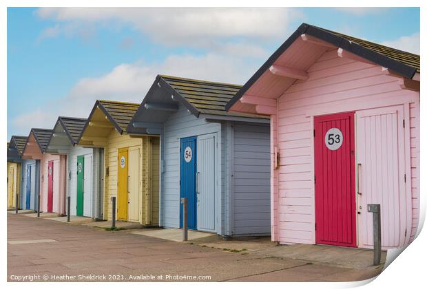 Beach Huts at Mablethorpe Print by Heather Sheldrick