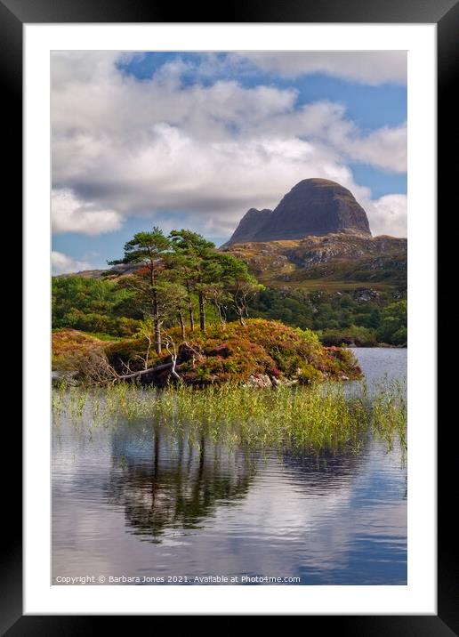 Suilven Loch Druim Suardalain Assynt Scotland Framed Mounted Print by Barbara Jones