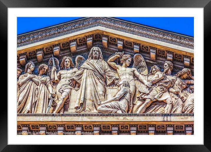 Jesus Final Judgement Statues La Madeleine Church Paris France Framed Mounted Print by William Perry