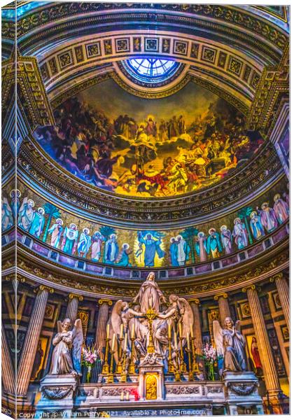 Altar Mary Angels Statues La Madeleine Church Paris France Canvas Print by William Perry