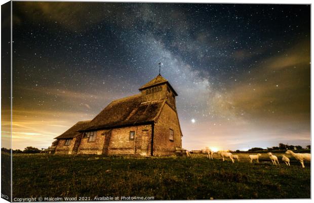 Milkyway over Church Canvas Print by Malcolm Wood