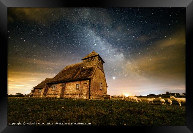 Milkyway over Church Framed Print by Malcolm Wood