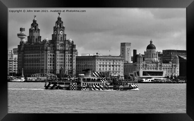 Liverpool Waterfront Skyline Mono Framed Print by John Wain