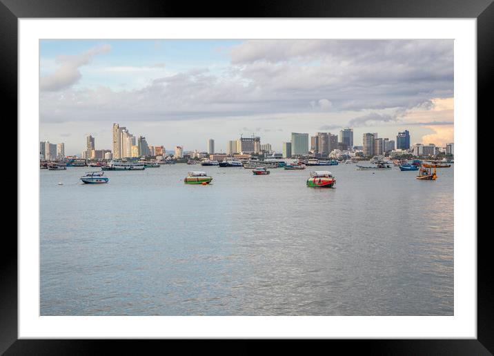 The Cityscape and the seascape of Pattaya District Chonburi Thailand Southeast Asia Framed Mounted Print by Wilfried Strang