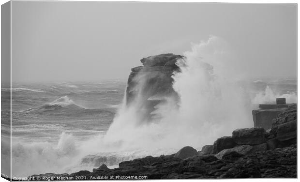 Pulpit Rock's Battle with the Storm Canvas Print by Roger Mechan