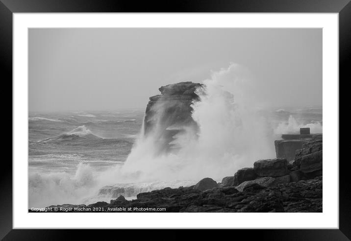 Pulpit Rock's Battle with the Storm Framed Mounted Print by Roger Mechan