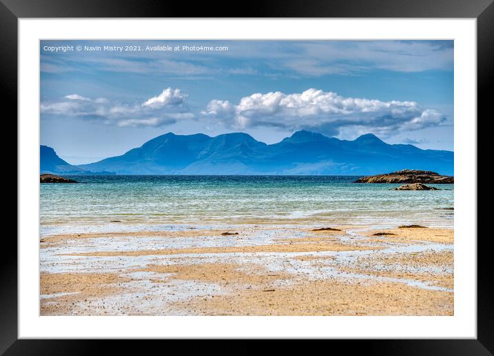 Isle of Rum from Traigh Beach near Arisaig Framed Mounted Print by Navin Mistry