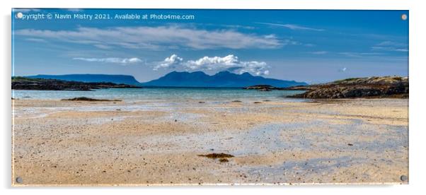 A panoramic view of Traigh Beach Arisaig Scotland Acrylic by Navin Mistry