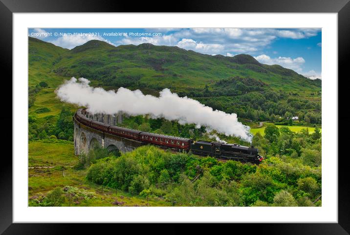 The Jacobite Steam Train at Glenfinnan   Framed Mounted Print by Navin Mistry