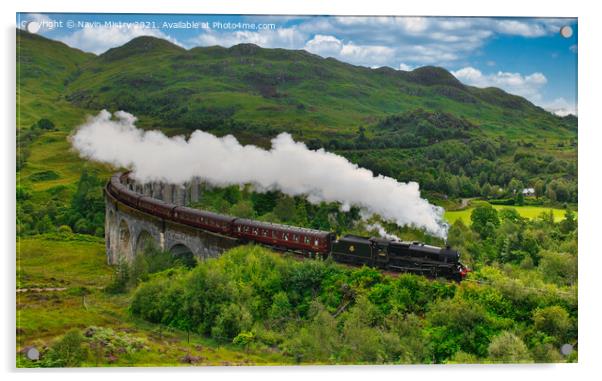 The Jacobite Steam Train at Glenfinnan   Acrylic by Navin Mistry
